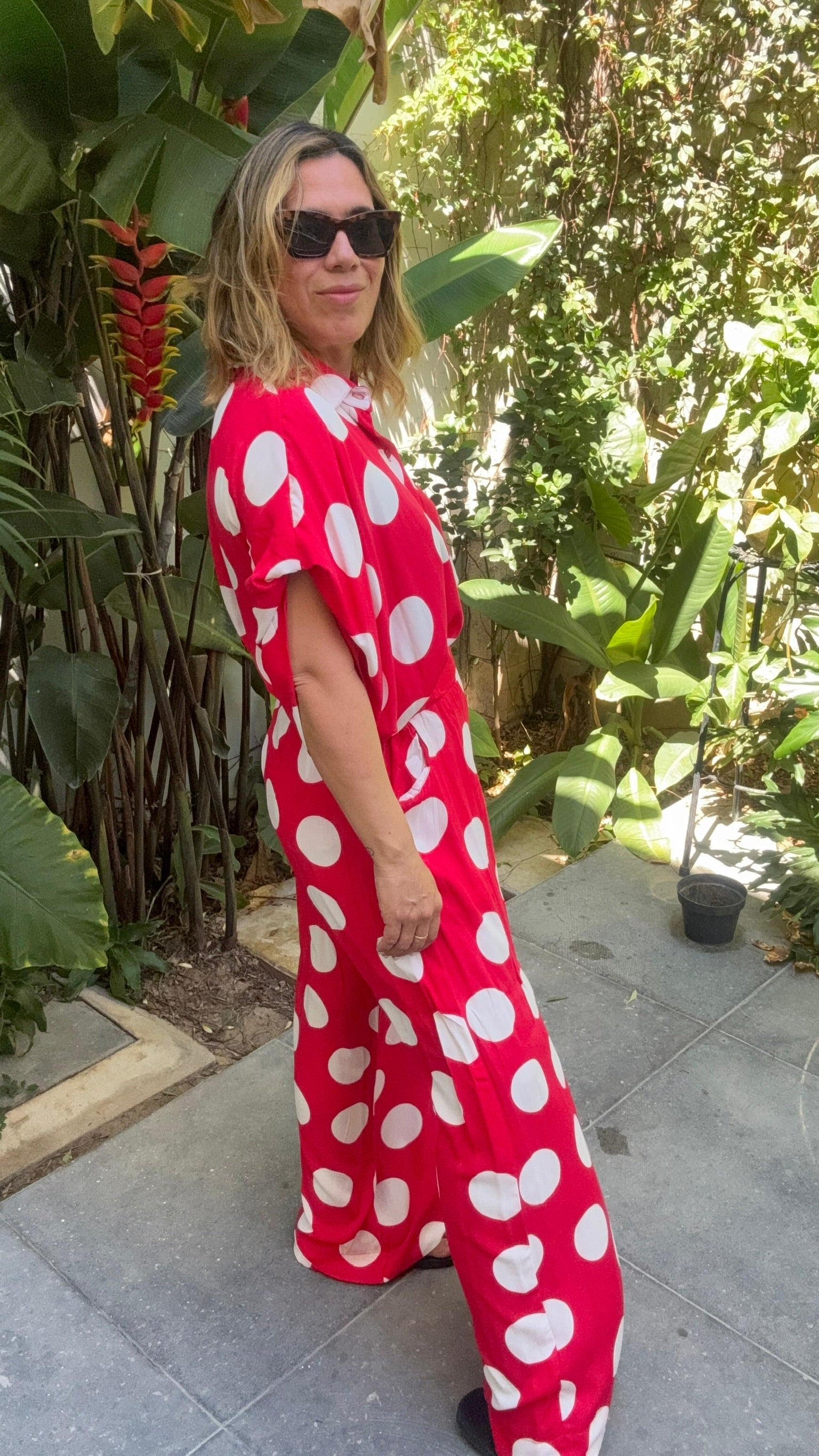 Camisa Vivi Bolas Blancas Rojo