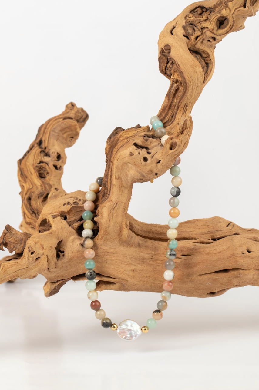 Collar Amazonita con Perla Barroca