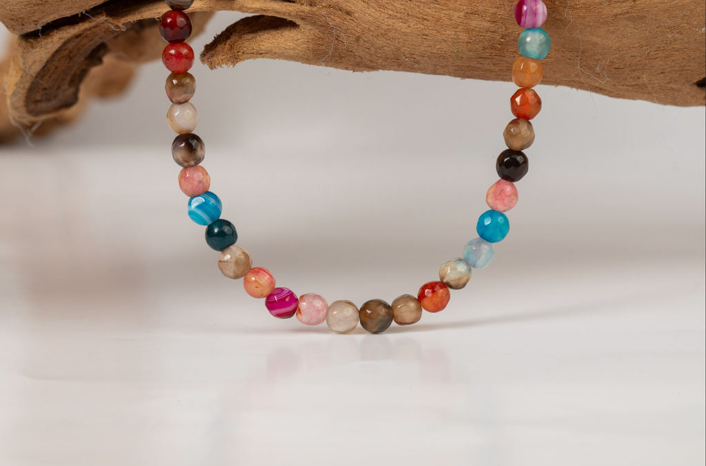 Collar Ágata Facetada Multicolor Chico