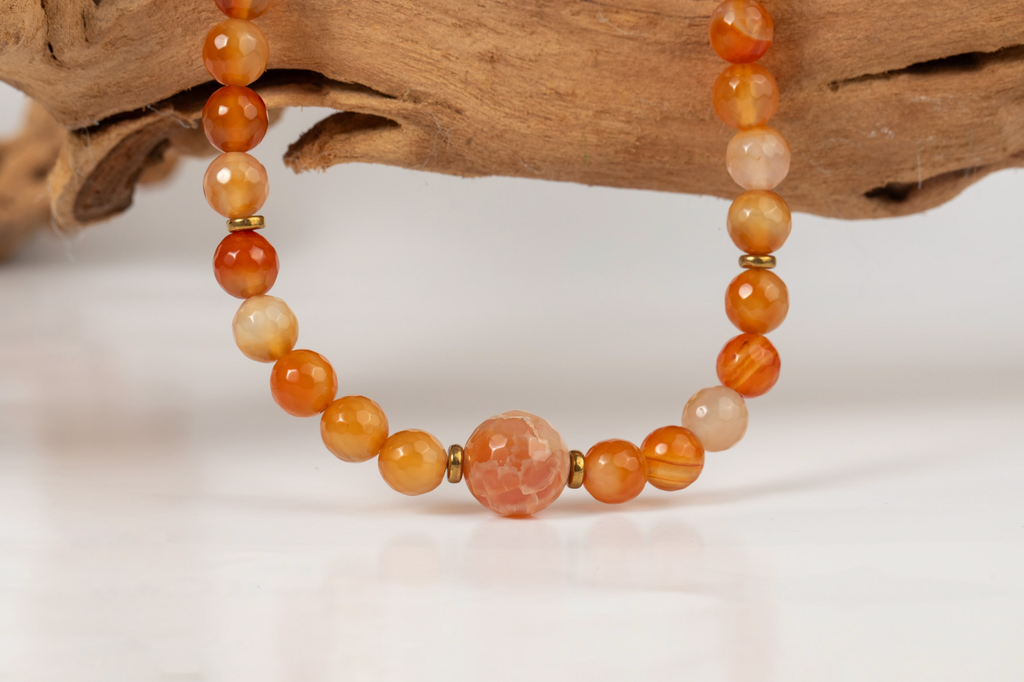 Collar Ágata Naranja con Ágata Grande en el Centro