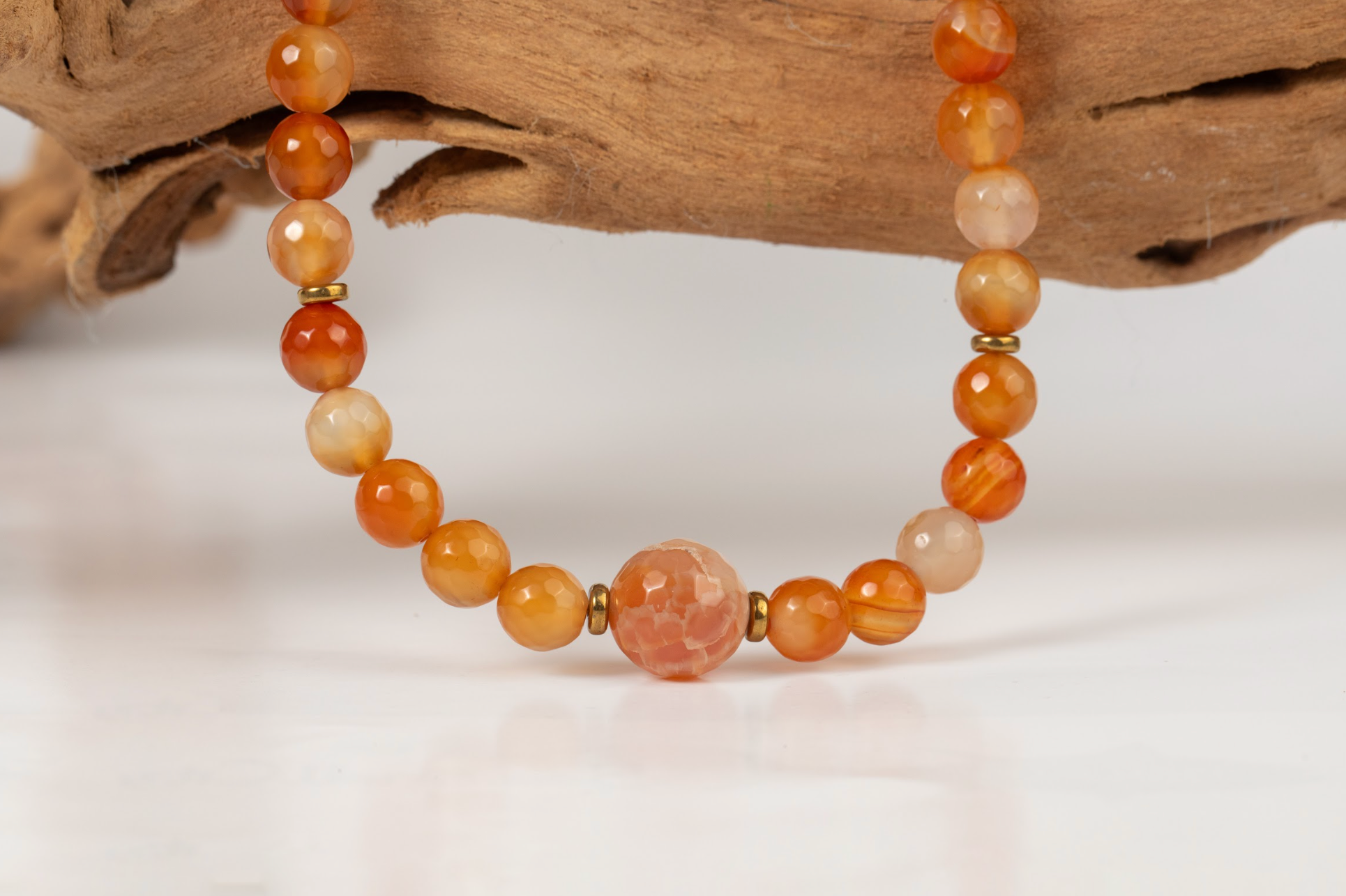 Collar Ágata Naranja con Ágata Grande en el Centro