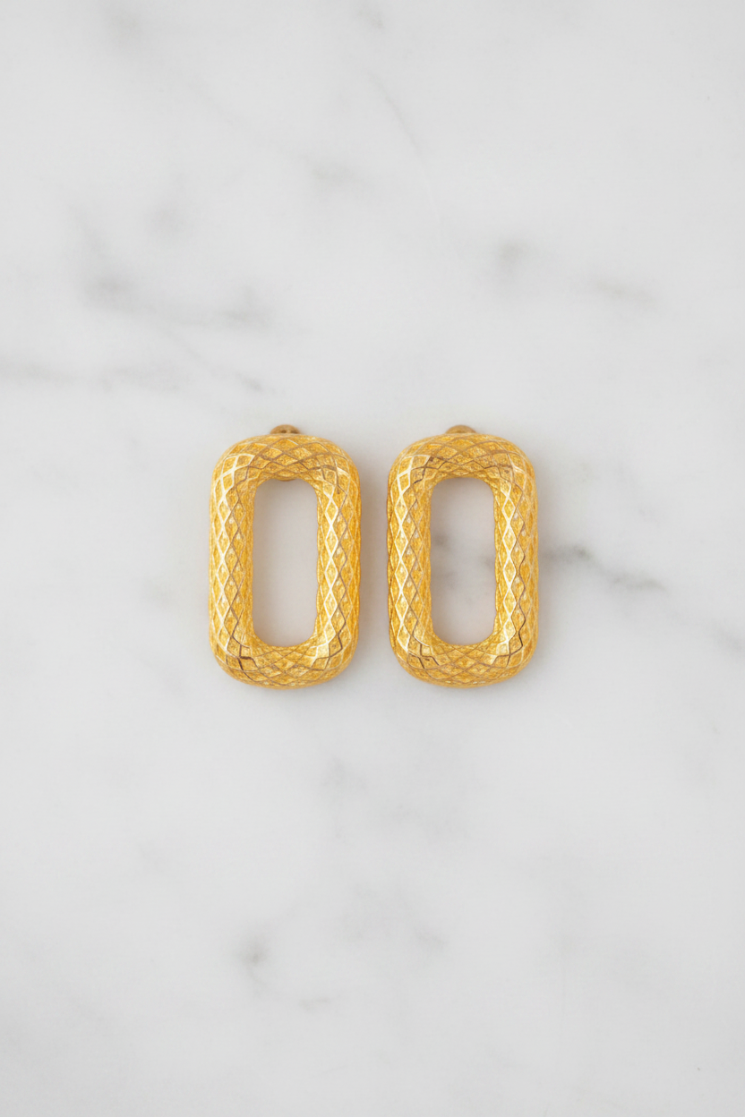 Aretes Post Rectangular Plata con Chapa
