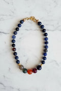 Collar de Ágata Facetada Azul con Colores Grande