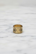 Anillo Chapa de Oro con Piedras Naturales