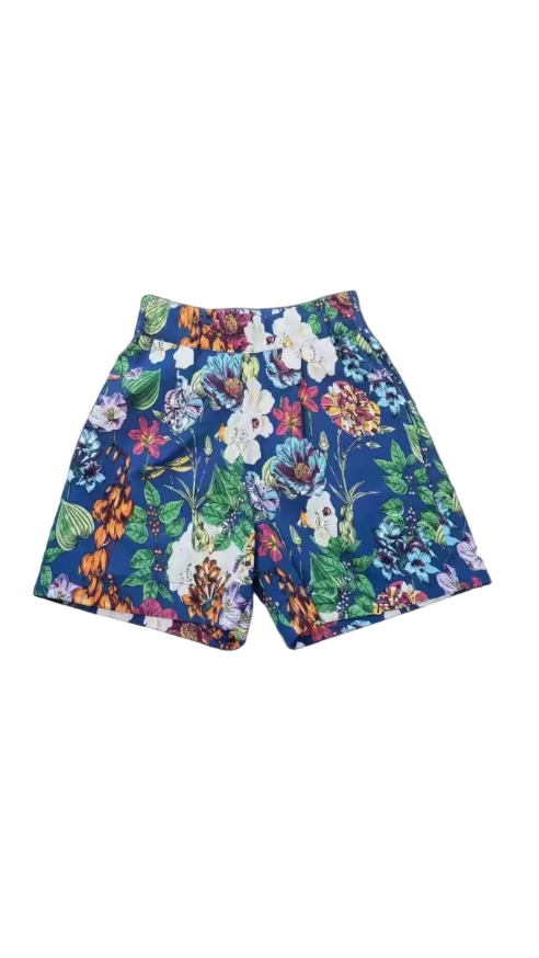 Short azul con flores libelula
