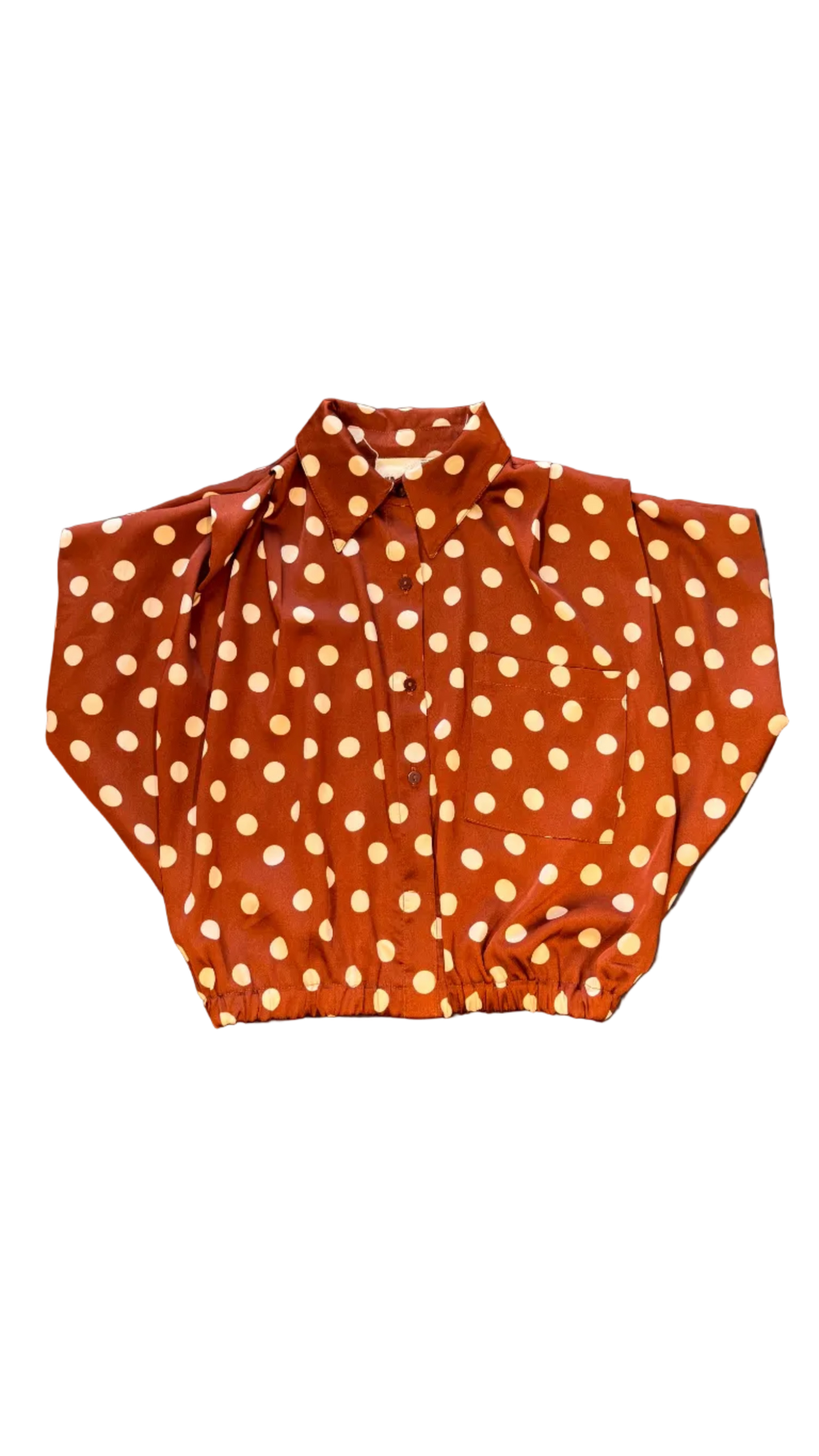 Camisa Resorte Café Bolas Blancas
