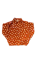 Camisa Resorte Café Bolas Blancas