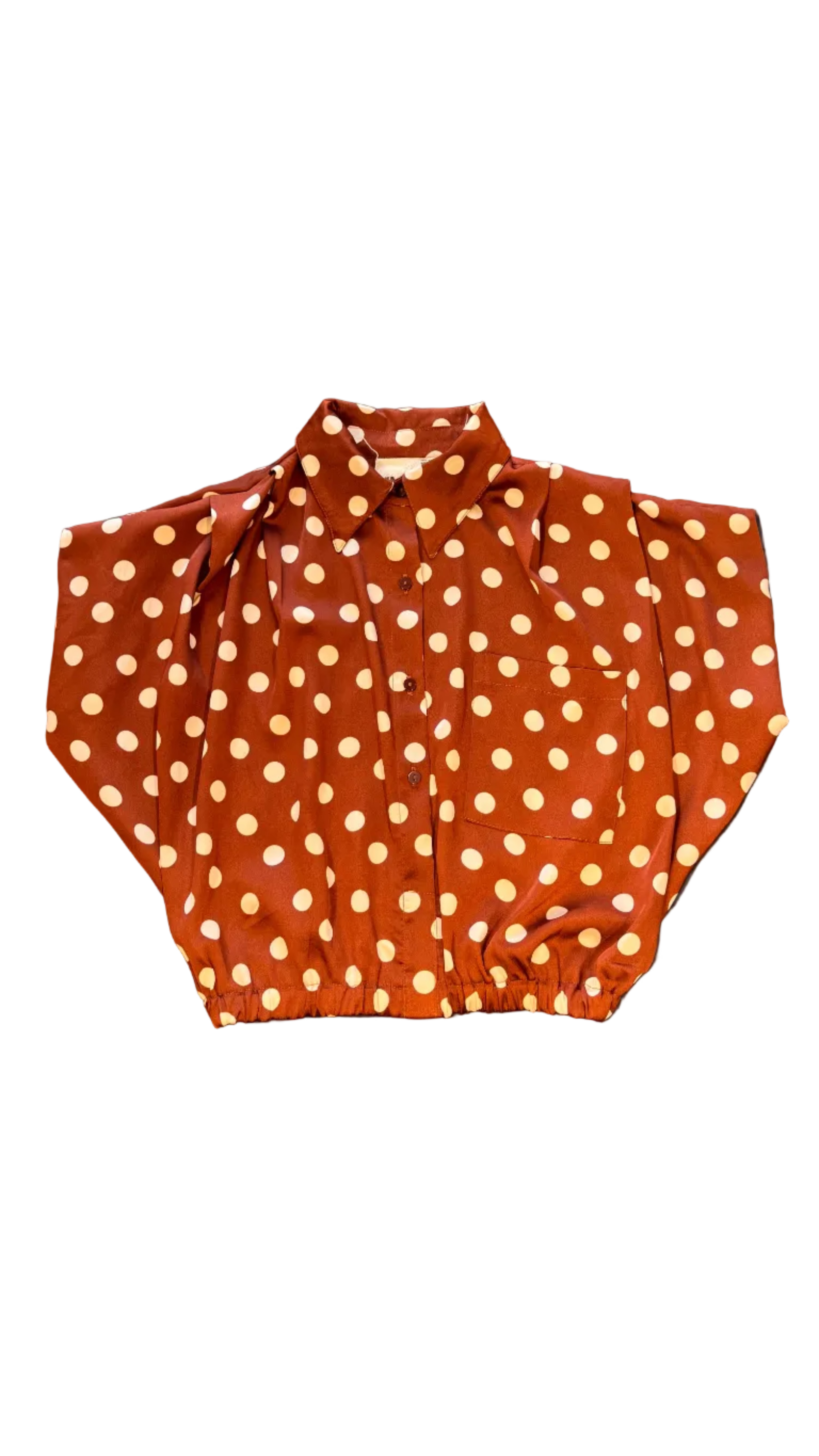 Camisa Resorte Café Bolas Blancas