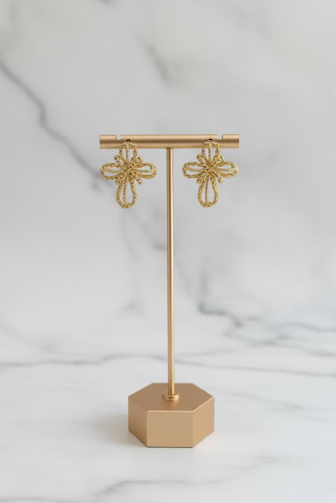 Aretes Cruz Tipo Moño