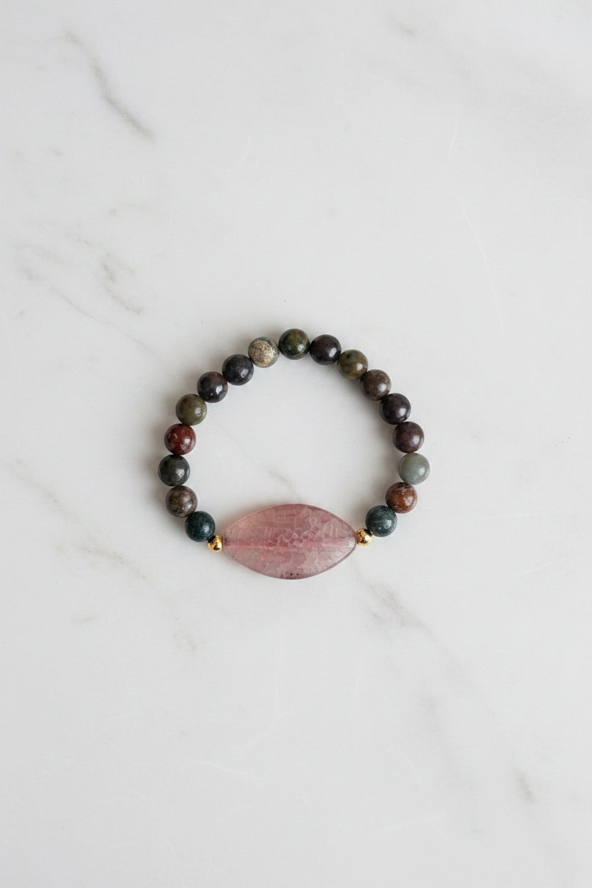 Pulsera de Ágata Rosa con Ágata India