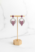 Aretes Hindus Plata con Rubis (Corazón)