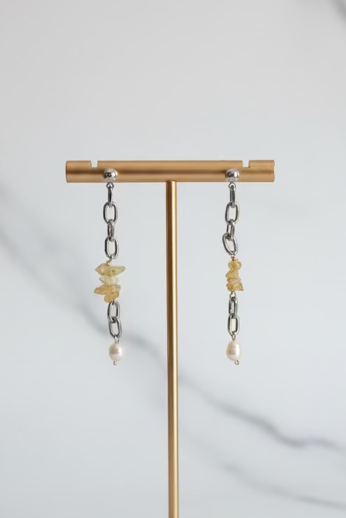 Aretes Opalo Chip Blanco
