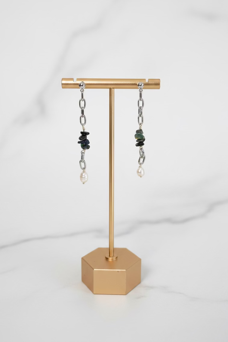 Aretes Opalo Chip Azúl