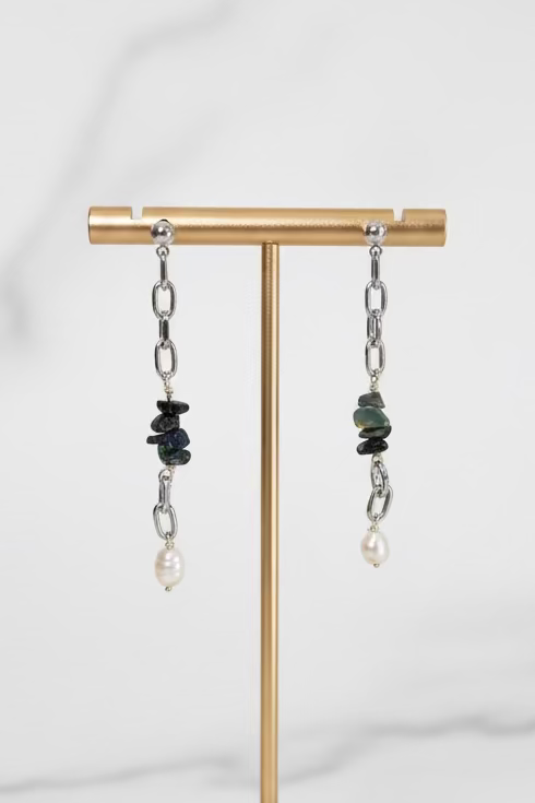 Aretes Opalo Chip Azúl