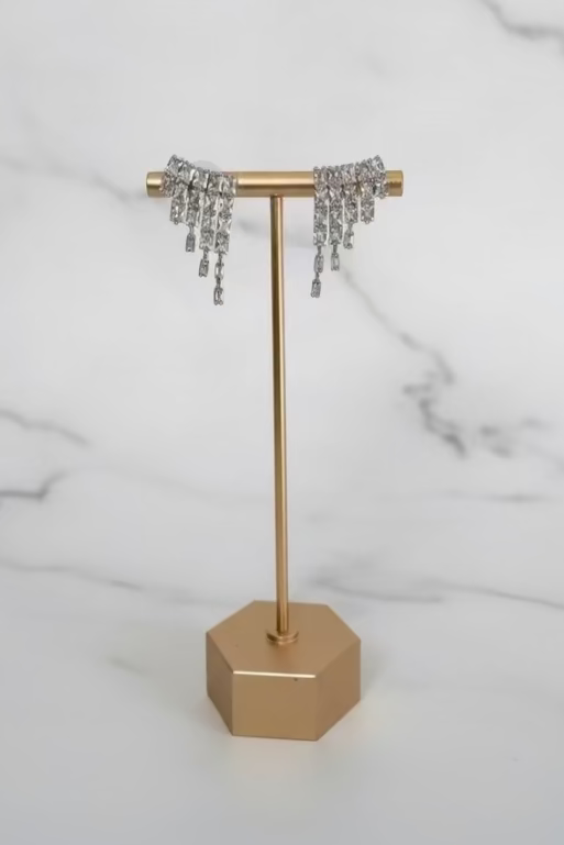 Aretes de Fiesta 4 Tiras Plateados