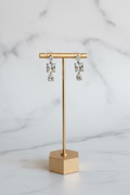 Aretes de Fiesta Plateados de Gotas con Cuadrito ZC