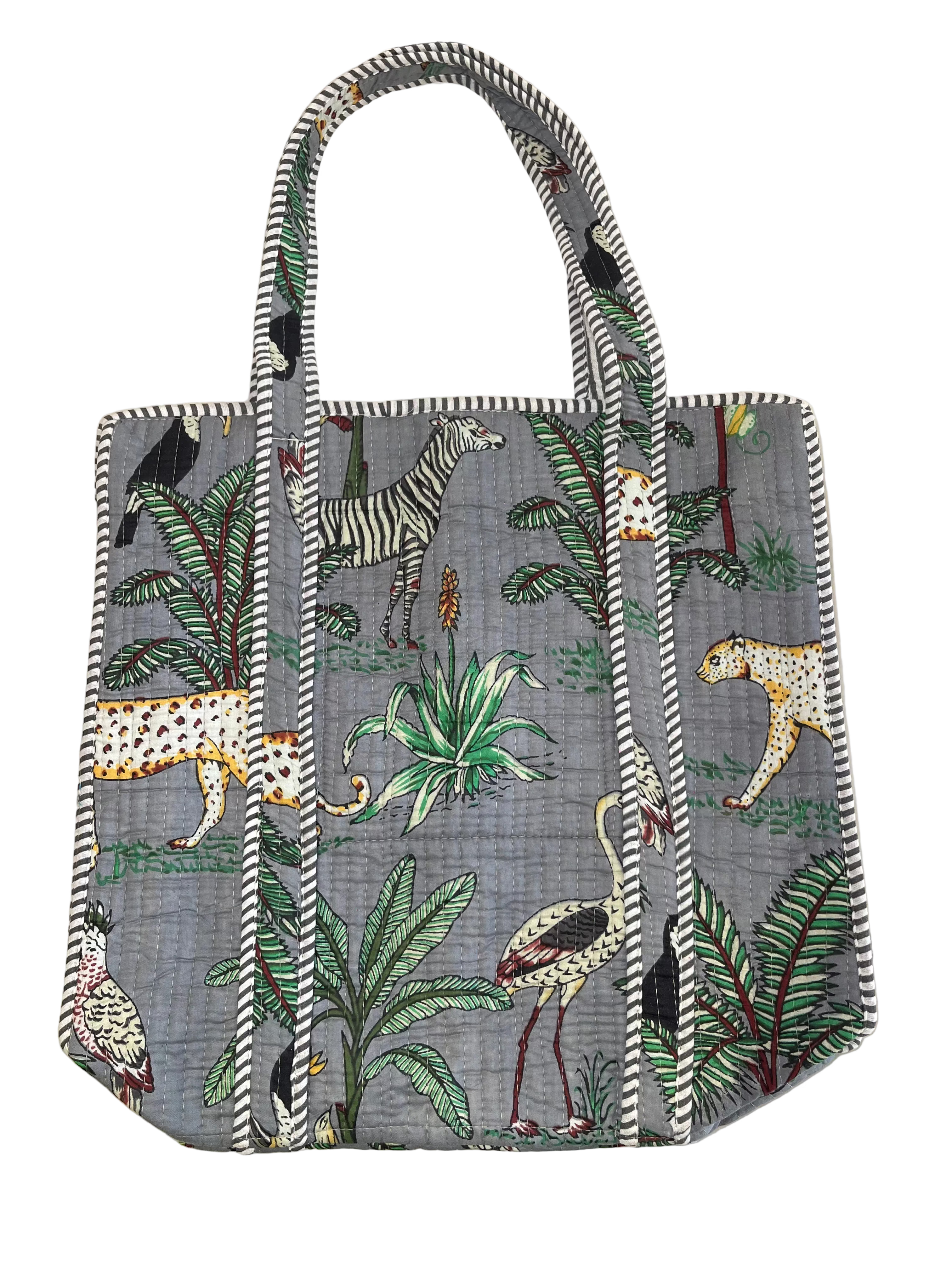 Bolso Acolchado de Algodon Indu Gris