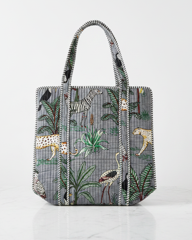 Bolso Acolchado de Algodon Indu Gris