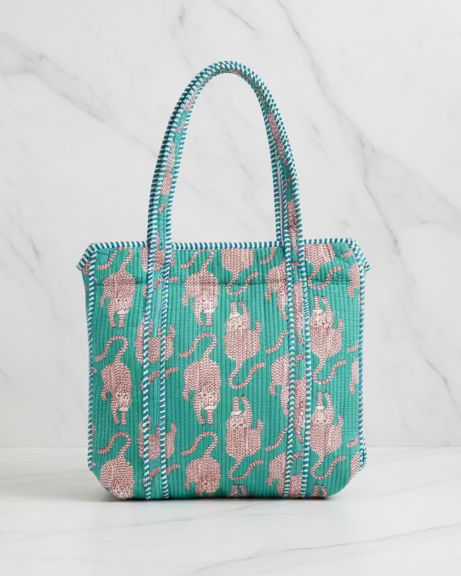 Bolso Acolchado de Algodón Indu Turquesa