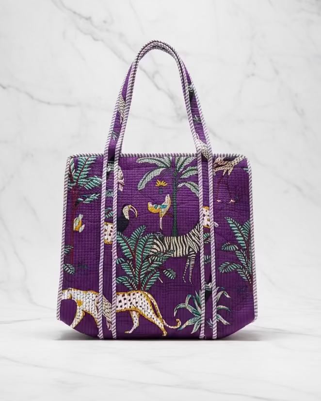 Bolso Acolchado de Algodon Indu Morado
