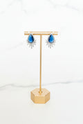 Aretes de Fiesta Poste Gota con Piedra Azul ZC