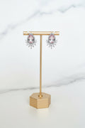 Aretes de Fiesta Poste Gota con Piedra Rosa
