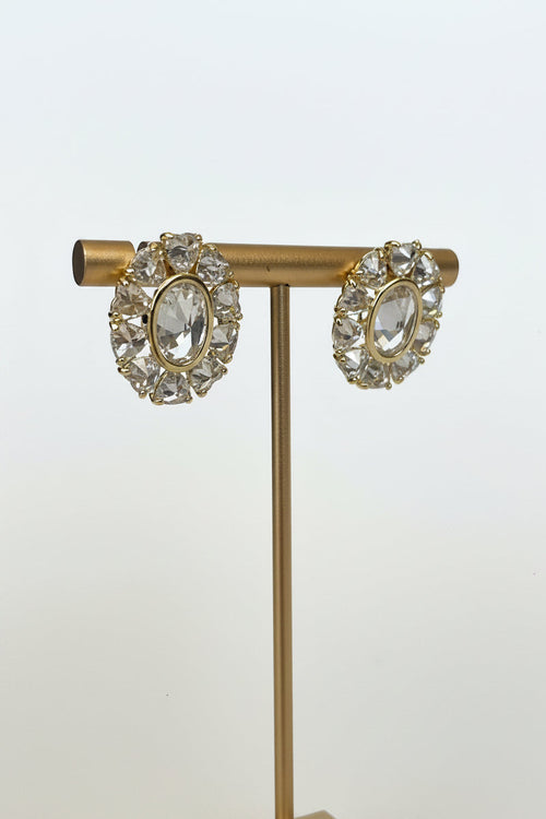 Aretes de Fiesta Dorados Poste Flor Ovalo ZC