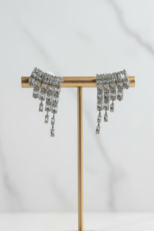 Aretes de Fiesta 4 Tiras Plateados