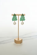 Aretes Turcos Piedra Verde con Perla