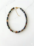 Collar Multicolor Jade Verde y Ágatas Facetada Mediano