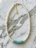 Collar de Perla de Río Blanca con Turquesa
