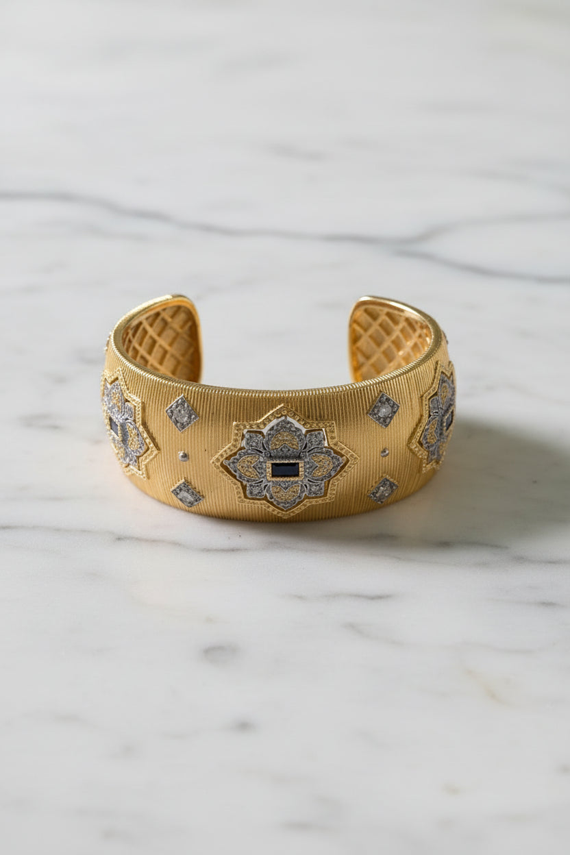 Pulsera Turca Gruesa con Cristales Azules