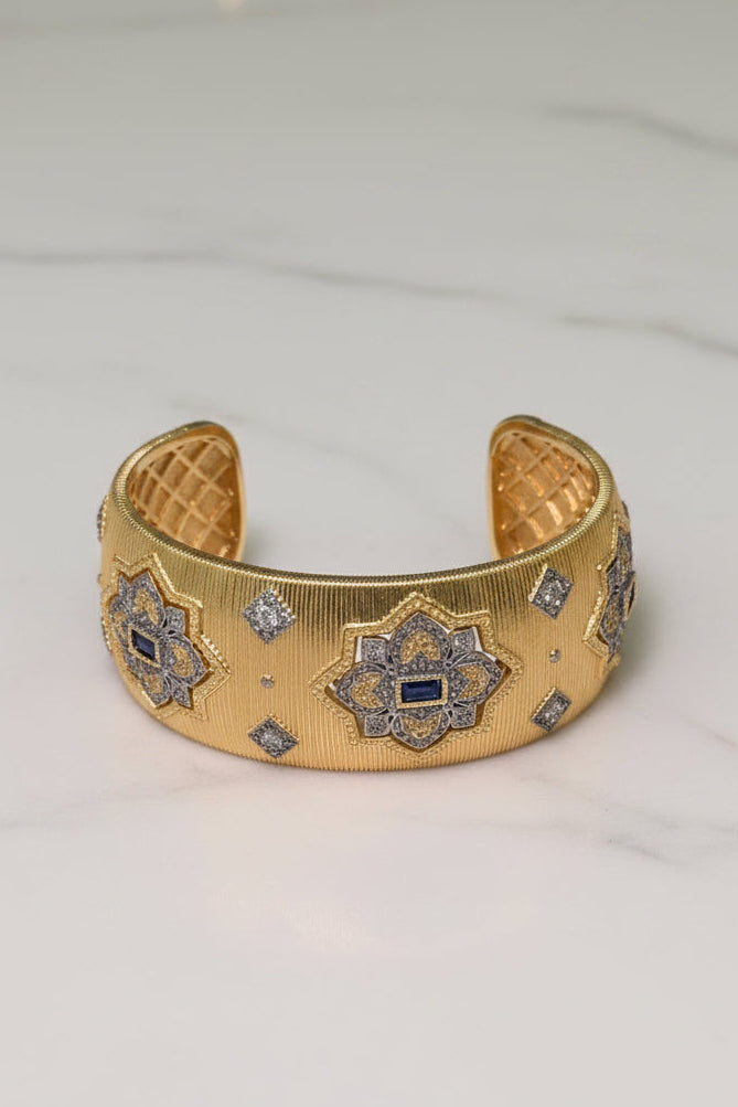 Pulsera Turca Gruesa con Cristales Azules