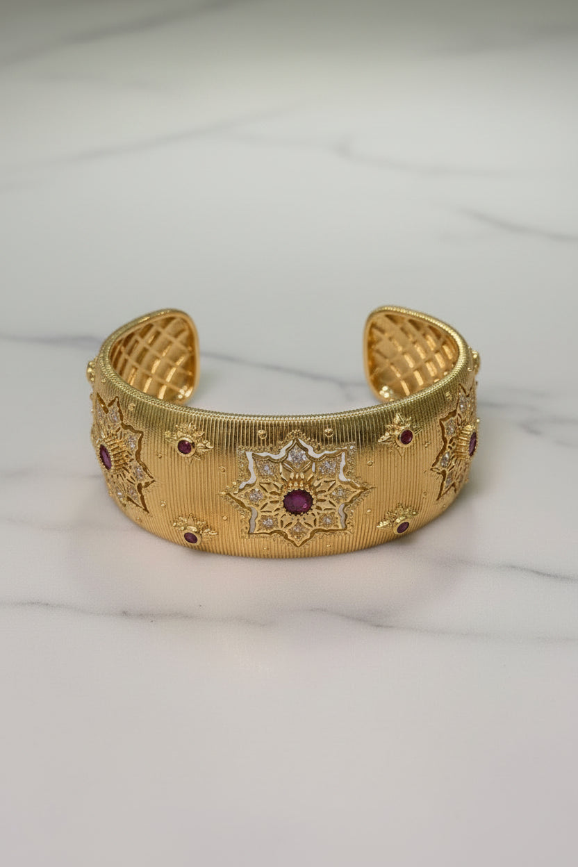 Pulsera Turca Gruesa con Cristales Rojos