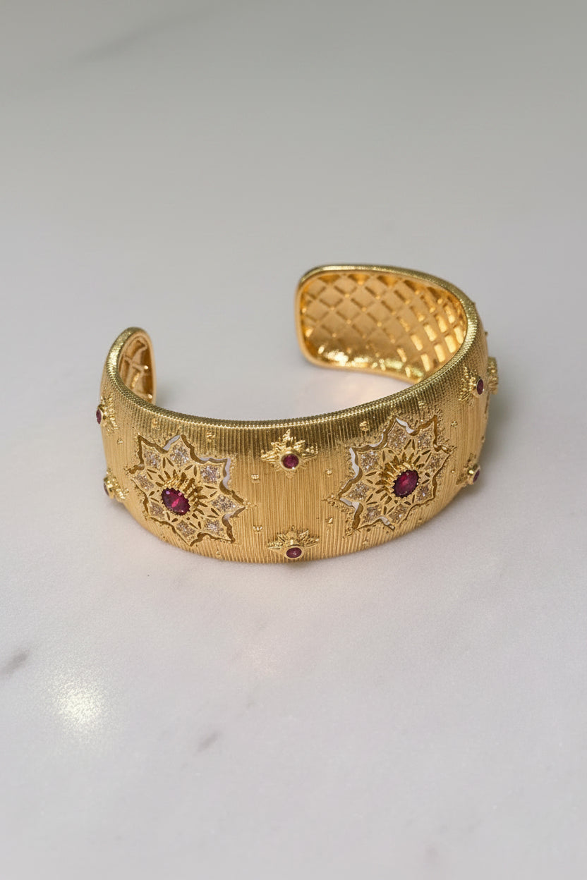 Pulsera Turca Gruesa con Cristales Rojos
