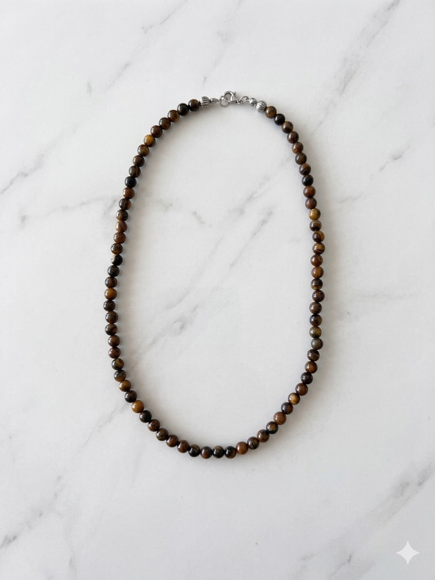 Collar Ojo de Tigre Largo con Hematitas 42 cm