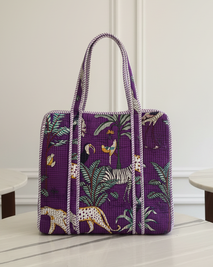 Bolso Acolchado de Algodon Indu Morado