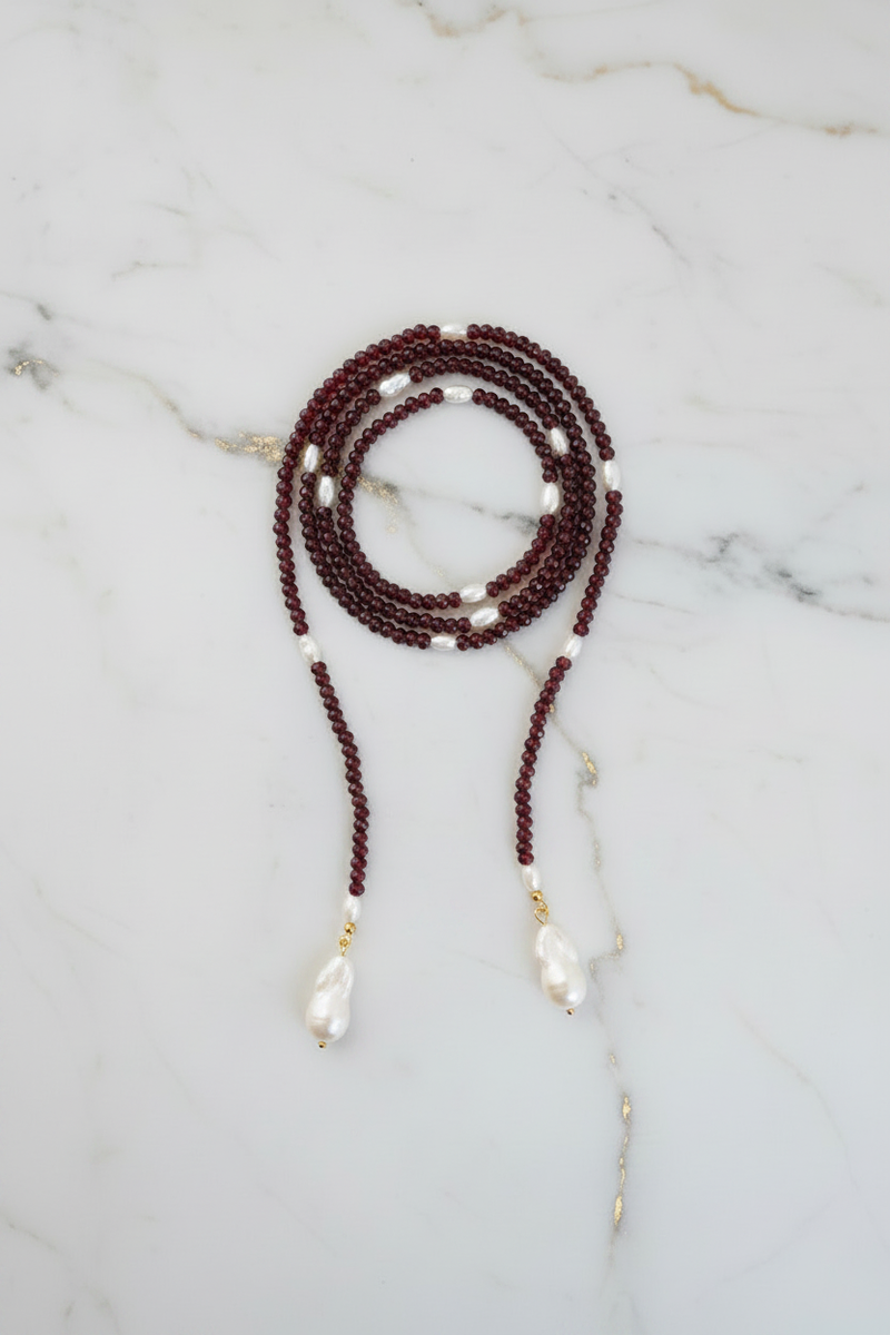 Collar granate perlas barrocas grandes