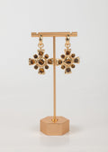 Aretes de Cruz Gold Plated con Ojo de Tigre