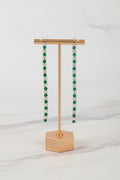 Aretes de Fiesta Tira Plateados con ZC y Verde