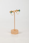Arete con Cadena y Piedras Azul con Perla