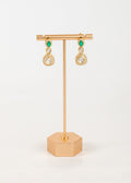 Aretes Indu Cobre con Chapa 18K y Piedra Natural Verde